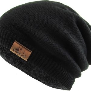 Thick Oversized Slouch Beanie Sherpa Fleece Lined